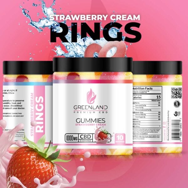 Strawberry Cream CBD Gummy Rings - 1000mg Delicious and Relaxing Treat for Stress Relief